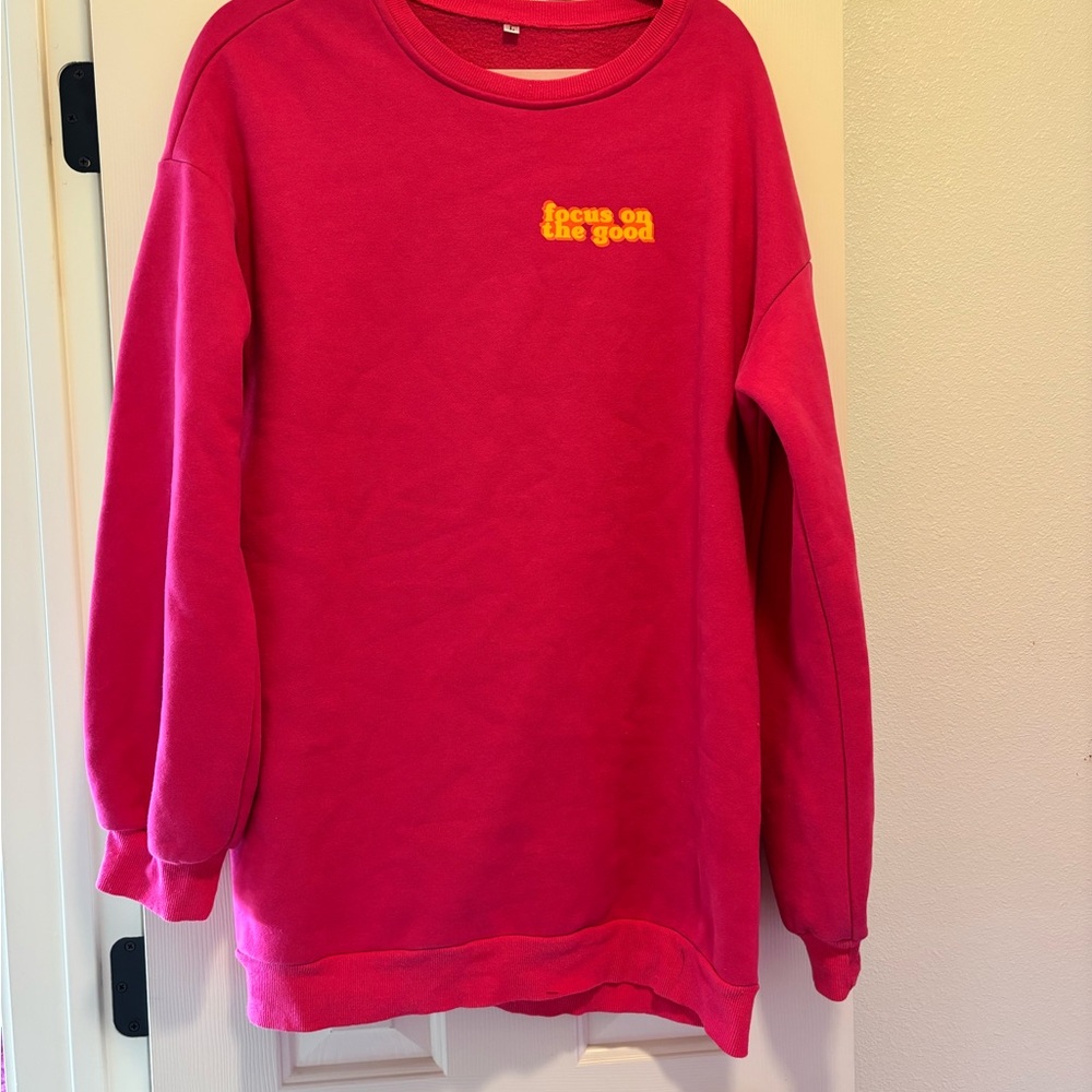 SHEIN Pink Long Sleeve Sweatshirt Dress